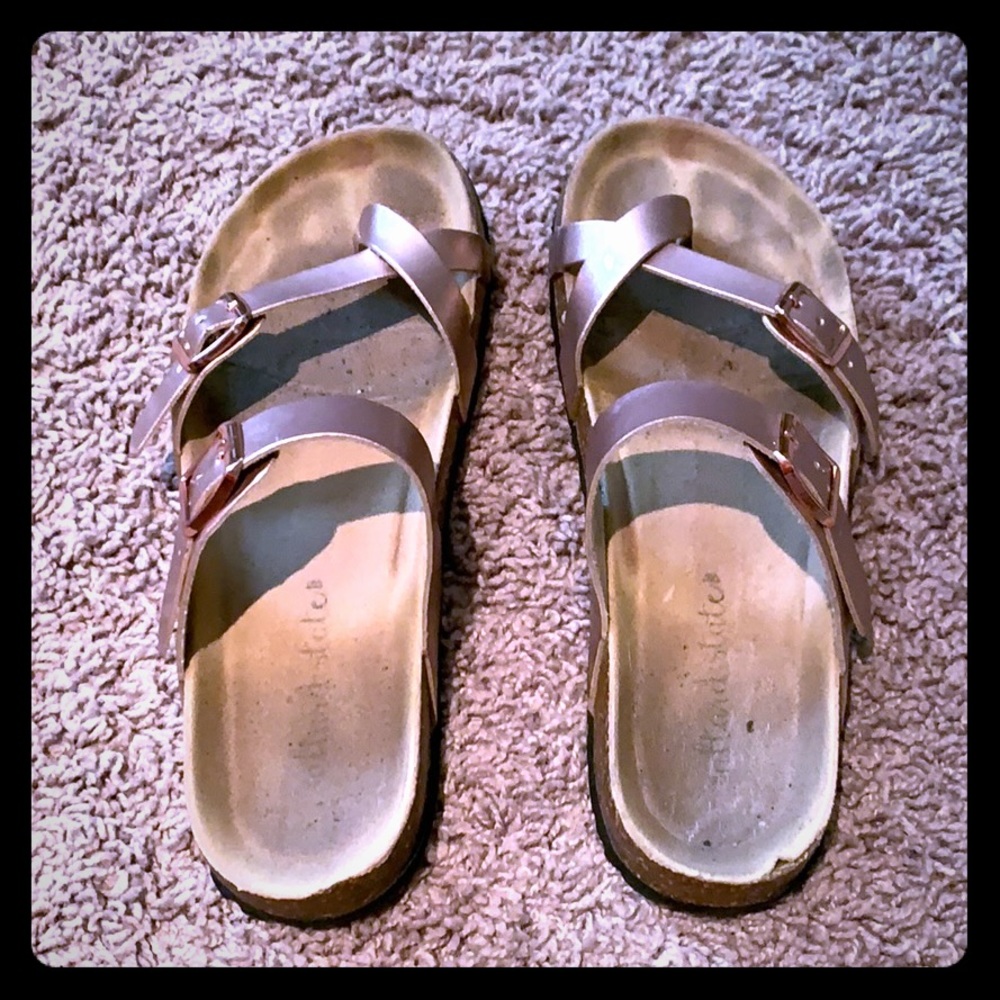 Rose gold birkenstock inspired sandals
